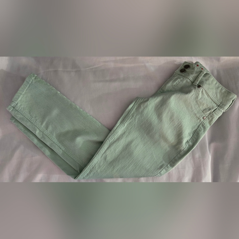 Elle Jeans Sz 4 Mint Green Straight Ankle Low Rise Euc